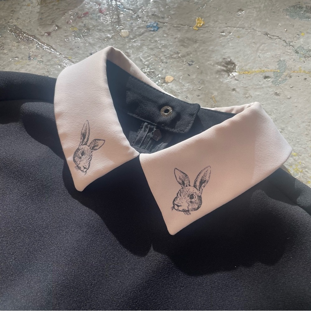 Victoria Beckham for Target Black Shift Dress Bunny Rabbit Collar Peter Pan XS